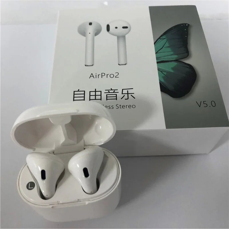 AirPro2 V5.0 миниатюрные беспроводные наушники TWS сенсорные Bluetooth для Android IOS с зарядным