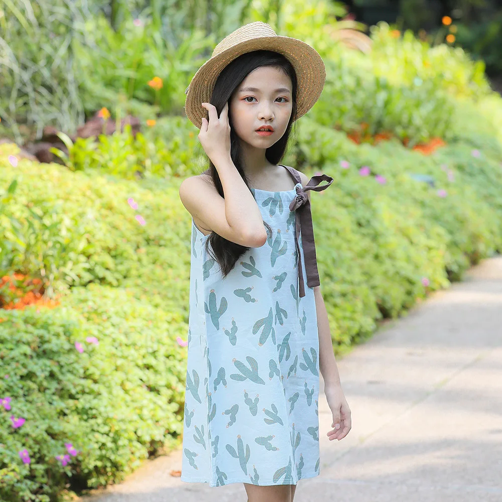 sleeveless chiffon beach dress age for 4 -14 yrs teenage girls vest 2019 new spring summer big clothes print frocks | Детская одежда и