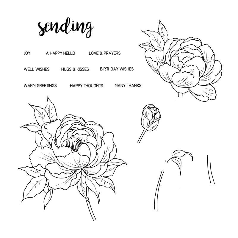 Пион прозрачный силиконовый штамп/печать для DIY скрапбукинга/декоративный прозрачный штамп для фотоальбома