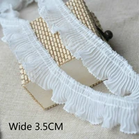 3 5cm wide pleated chiffon lace elastic folded sewing collar applique embroidery ribbon trim edge for garment dress fringe decor