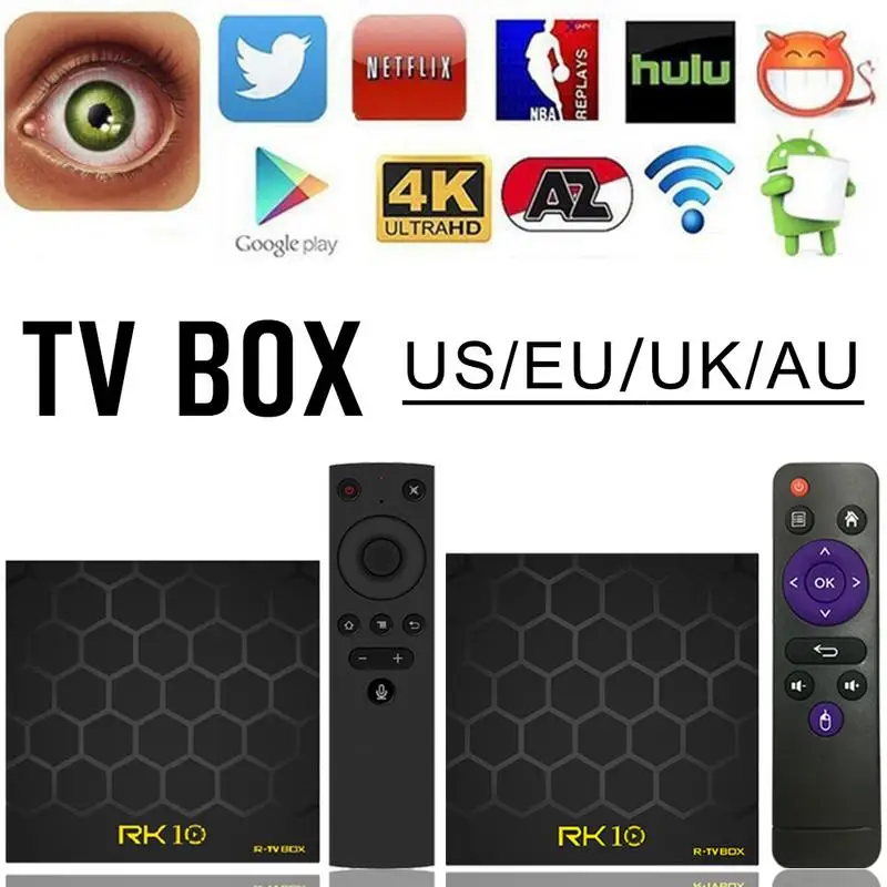 R tv BOX RK10 сетевой плеер RK3328 четырехъядерный A53 Android 7 1 Smart Box 2G + 16G voiccontrol пульт