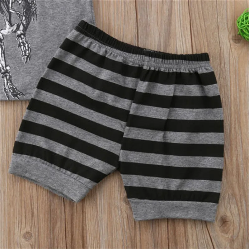 1-6T 2019 New Toddler Infant Kids Baby Boys Clothes Set Gray Dinosaur Printing Tops T-Shirt Short Pants 2pcs Casual Outfit Suits |