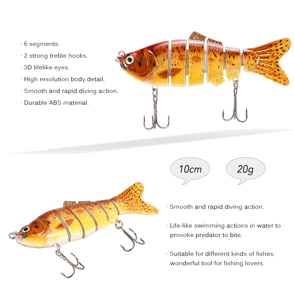 10 см/20 г реалистичные рыболовные приманки 6 Соединенных секций Swimbait Рыболовная