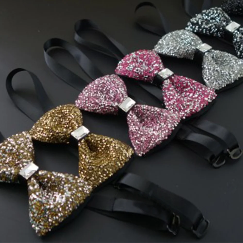 

Men Bow Tie Shining Crystal Bling Butterfly Knot Bow Tie Men Wedding Party Bow Tie High Quality 2019 New Hot Bridegroom Bowtie