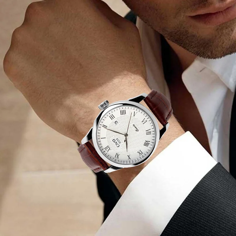 

CIVO Waterproof Date Calendar Analogue Quartz Wrist Watch Men Brown Genuine Leather Watch For Men Clock Erkek Kol Saati