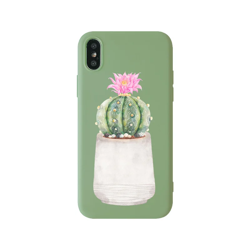 Цветной чехол для телефона в форме кактуса с цветами Iphone XS Max XR X 8 7 6 6S Plus роскошные