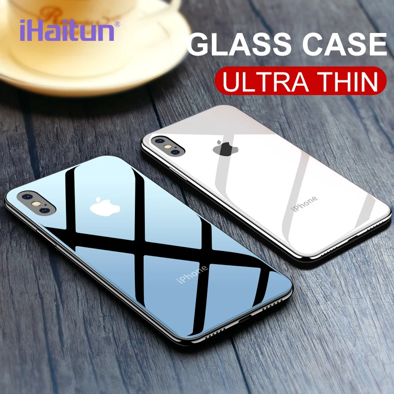 Стеклянный чехол iHaitun для iPhone 11 Pro XS MAX XR X ультра тонкий прозрачный 7 8 Plus мягкий