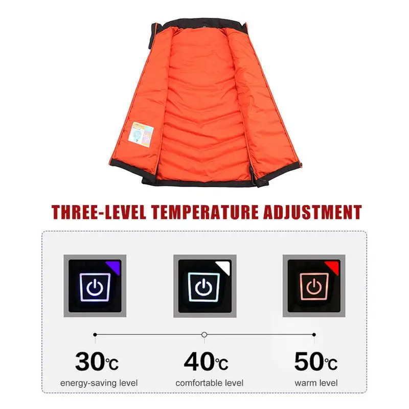 

Large Size Autumn Winter Men's Stand Collar Heating Cotton Vest Graphene Electric Vest Adjustable USB Charging Heated Clothing