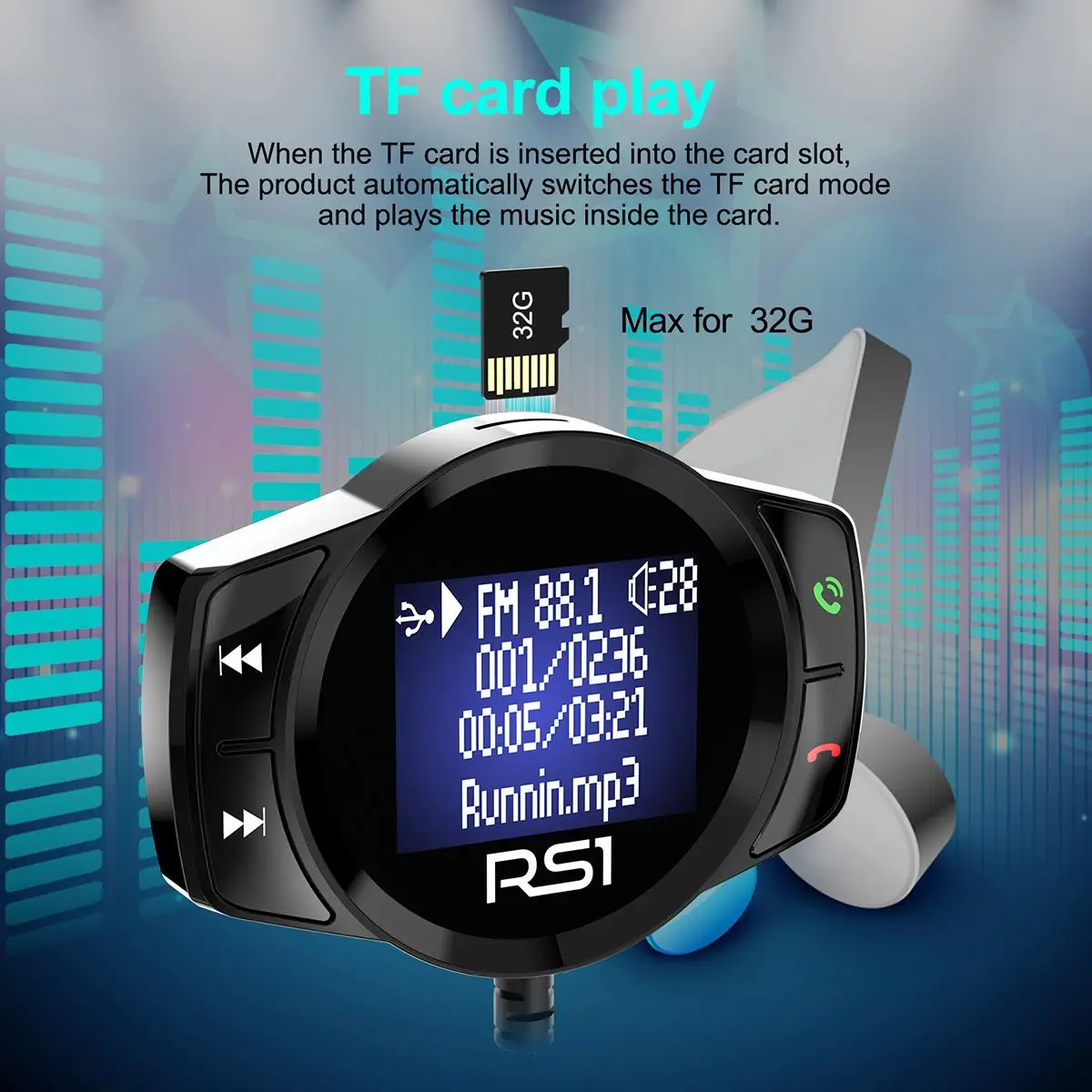 Vingtank Bluetooth FM Transmitter Car MP3 Player Modulator Handsfree Dual USB 3.1A Quick Charger for iPhone X | Автомобили и