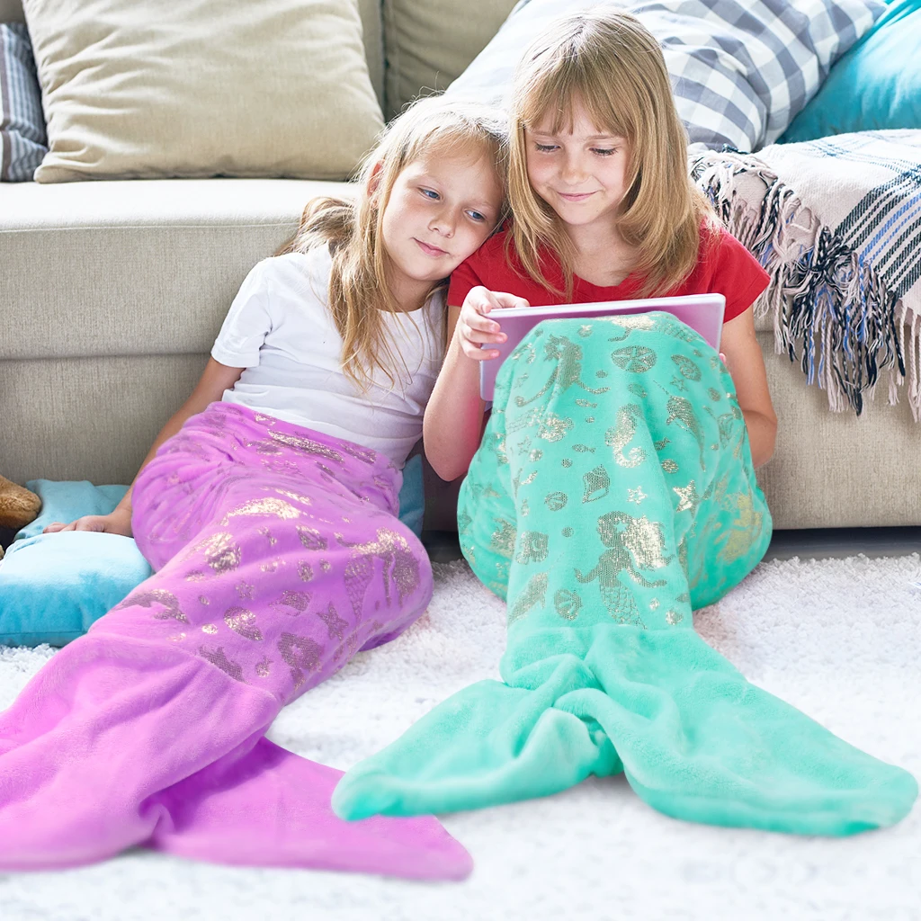 Фланелевое Одеяло хвост русалки LANGRIA для детей|Одеяла| |