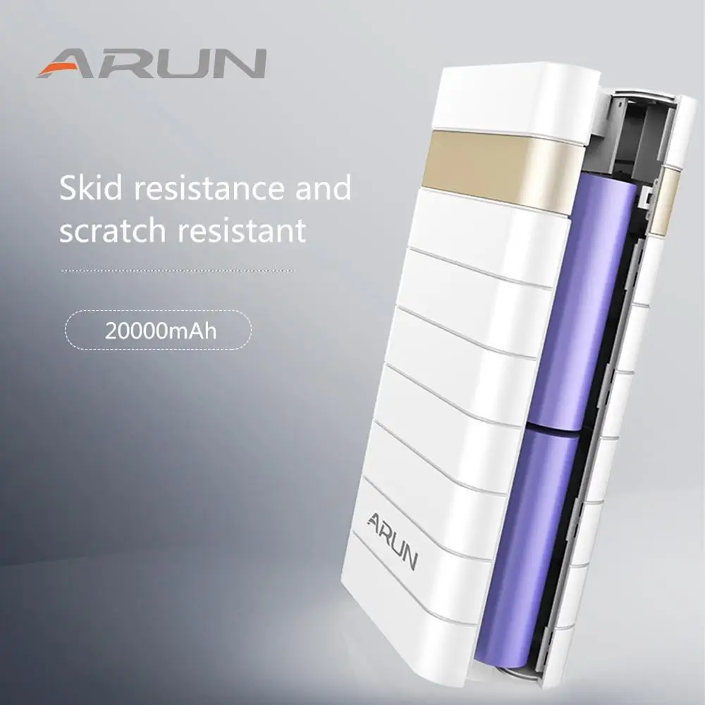 ARUN 20000 мАч Внешний аккумулятор повербанк 2 USB power Bank портативный мобильный телефон