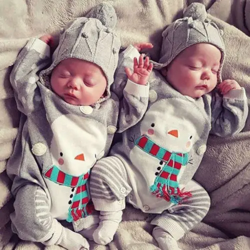 2018 Autumn Winter Newborn Baby Girls Boys Xmas Snowman Pattern Long Sleeve Romper Pants Jumpsuit Cotton Outfits Clothes 0-24M | Мать и