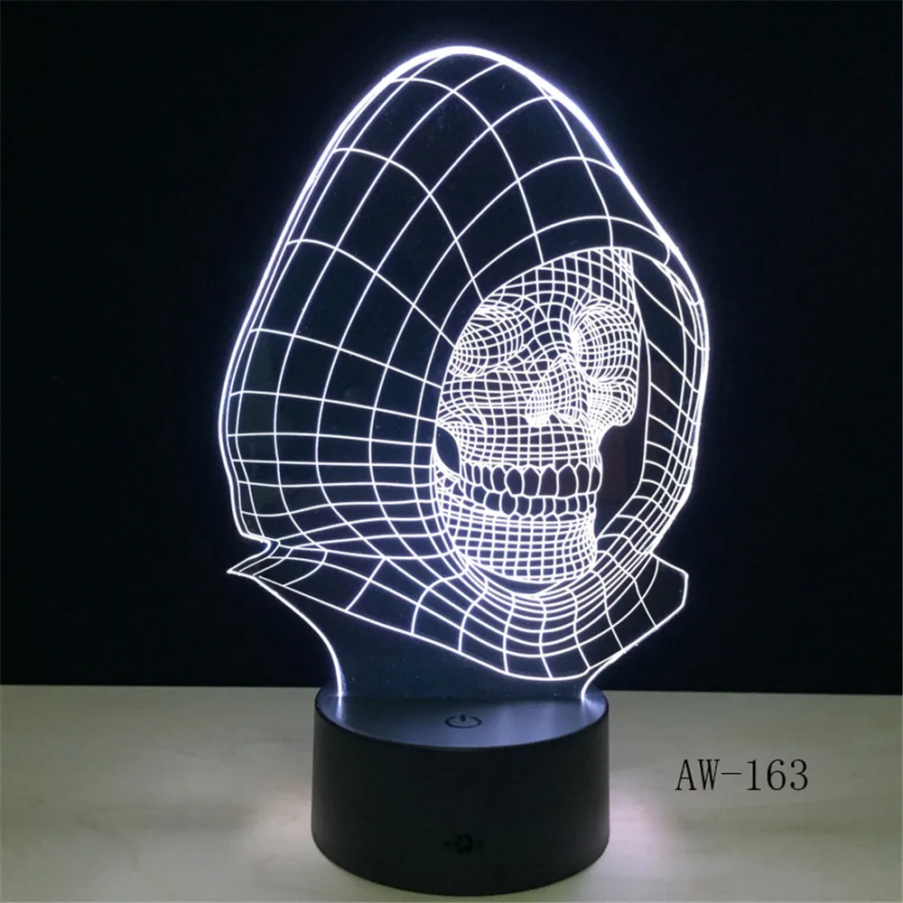 Цветная 3D Светодиодная лампа в виде черепа налобный фонарь визуальный