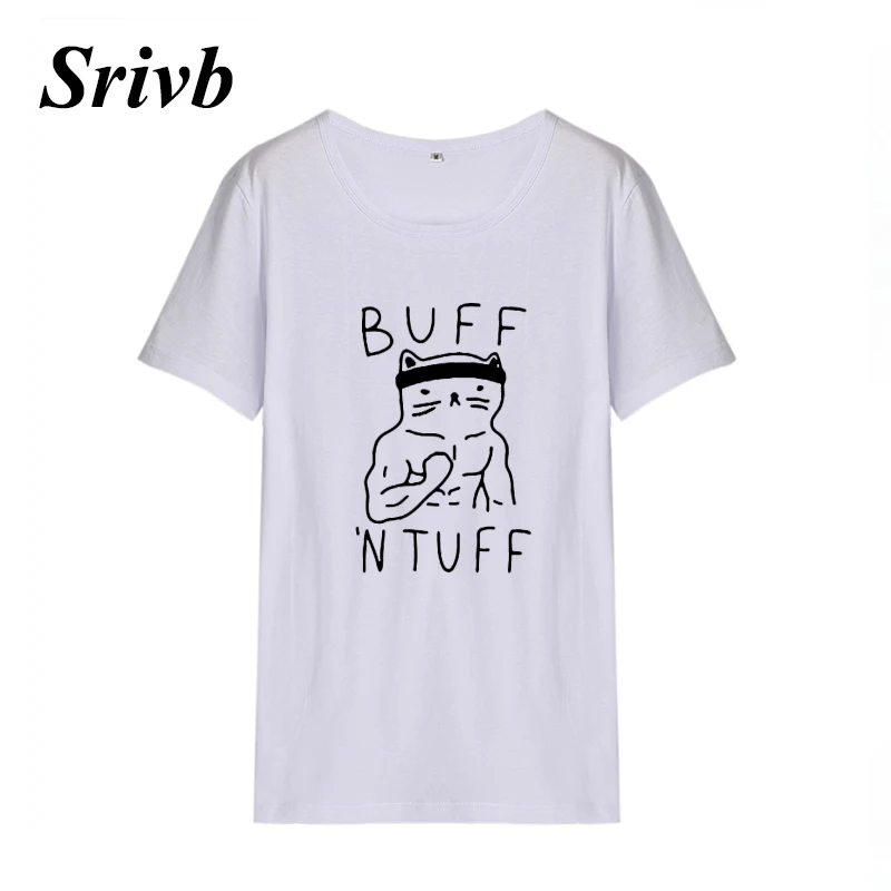Srivb Buff Ntuff летние женские футболки Harajuku черно-белая хлопковая футболка с коротким