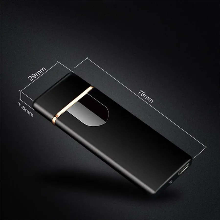 Ультратонкая металлическая сигаретная Электронная Зажигалка USB ветрозащитная беспламенная перезаряжаемая электрическая катушка Зажигалка плазменное Сенсорное зондирование