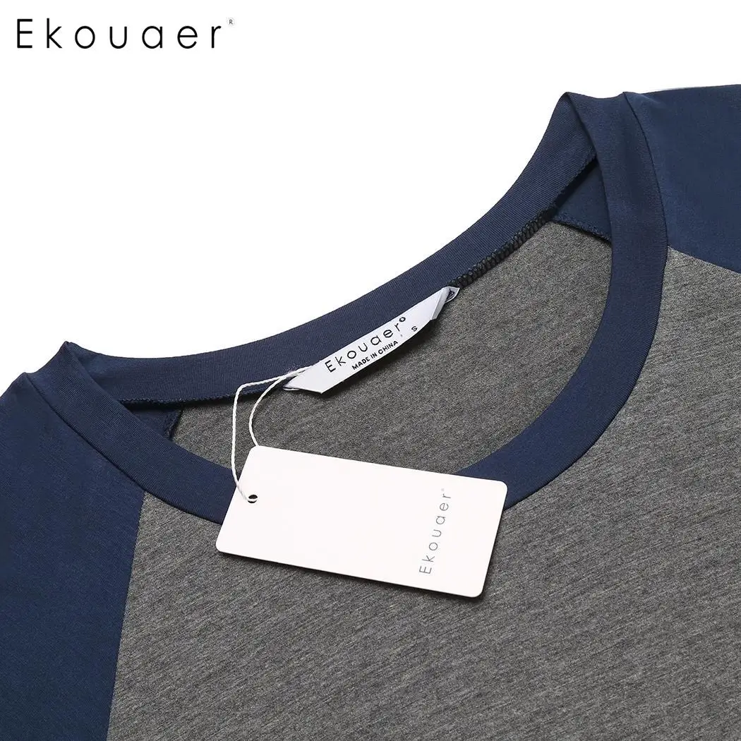 Ekouaer женская ночная рубашка с круглым вырезом коротким рукавом и мультяшным