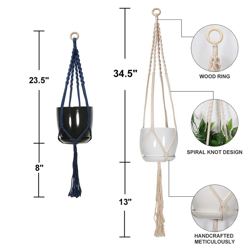 Macrame Plant Hanger 4Packs Hanging Holders Indoor Outdoor Wall Planter For Modern Hoho Home Decoration | Дом и сад
