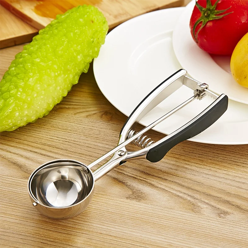 New Silicone Handle Ice Cream Spoon Kitchen Potato Spring Stainless Steel Fruit Accessori | Дом и сад