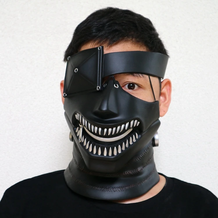 

Tokyo Ghoul Ken Kaneki Mask Cosplay Costume Mask Props PVC Adult Zipper Mouth Halloween Horrorible Mask Party