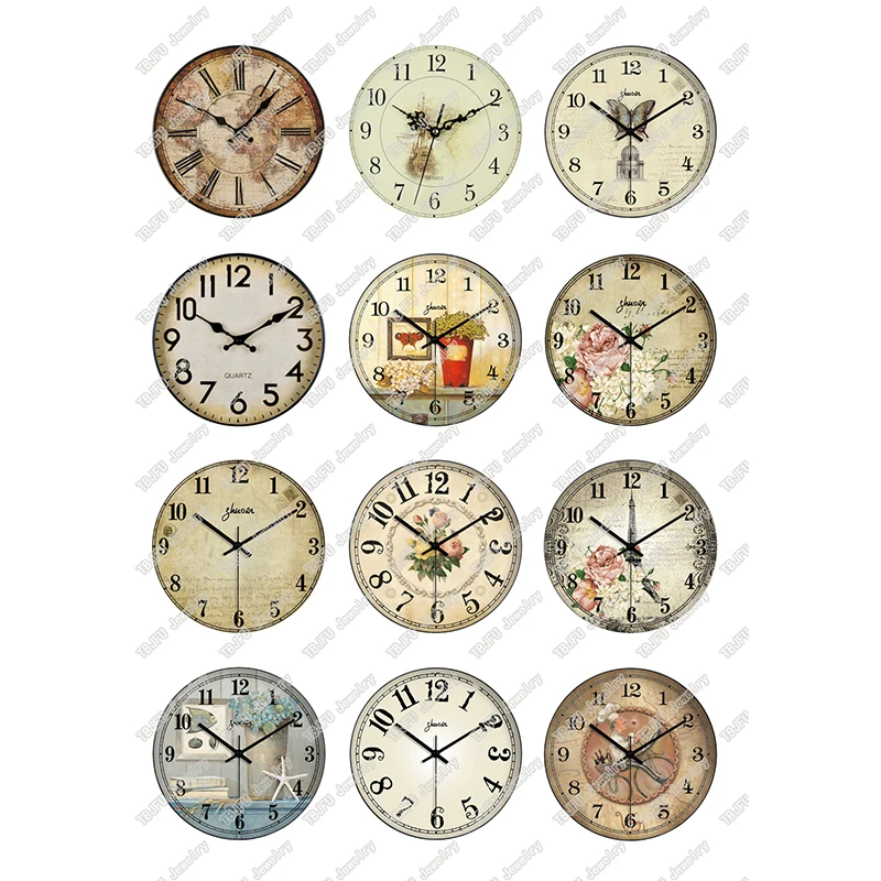 

24pcs/lot Round Retro Clock Pocket Watch Pattern Glass Cabochon 10mm To 25mm for DIY Jewelry Making Findings & Components T129