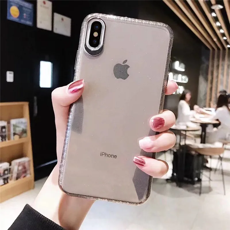 Lovebay Transparent Cases For IPhone X XS MAX XR 8 7 6 6S Plus Soft Luxury Glitter TPU Covers Shockproof Shining Back Shell Capa |