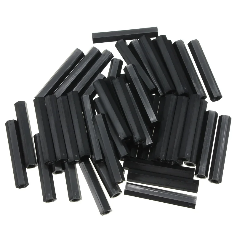 Suleve Black M2NH4 50 шт M2 нейлоновая Шестигранная Женская резьба PCB противостояние