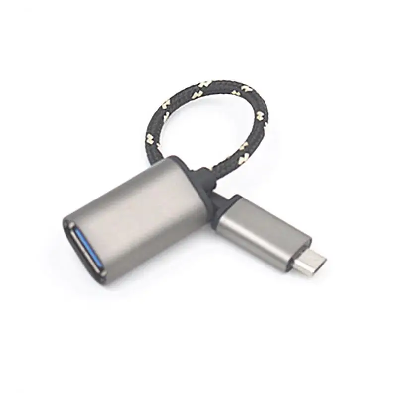 OTG кабель из алюминиевого сплава Плетеный патч корд Android для передачи данных USB 2