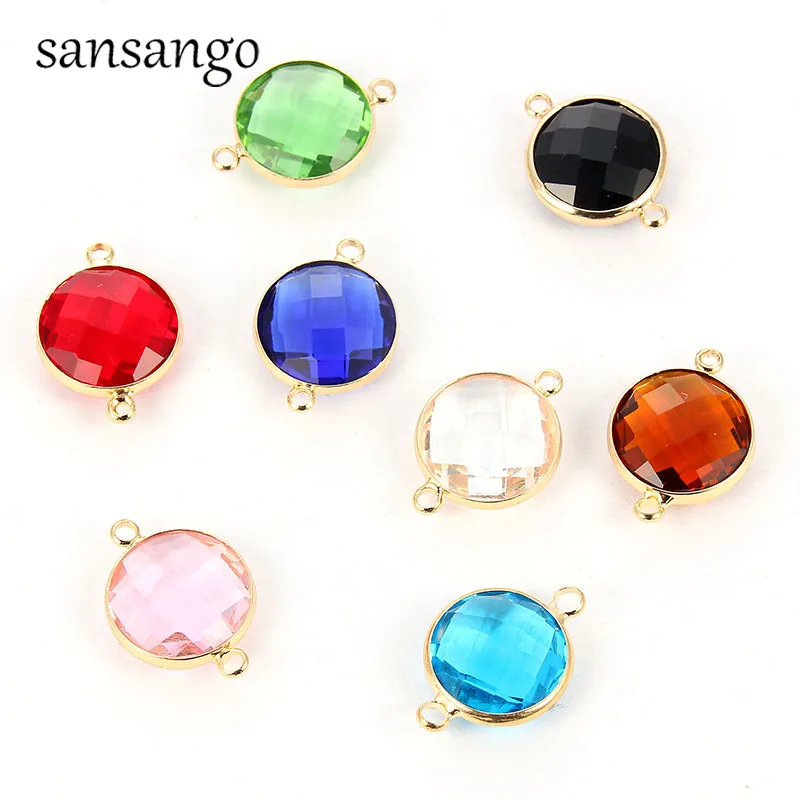Fashion 10pcs 14mm Multi-Color Round Gold Alloy Crystal Connectors DIY Charms Bracelet Earrings Making Finding For Women Jewelry | Украшения