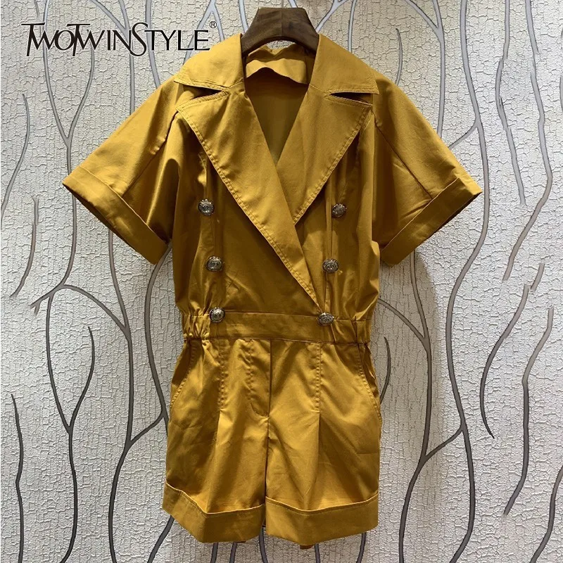 Женский комбинезон TWOTWINSTYLE весенний однотонный с коротким рукавом и высокой