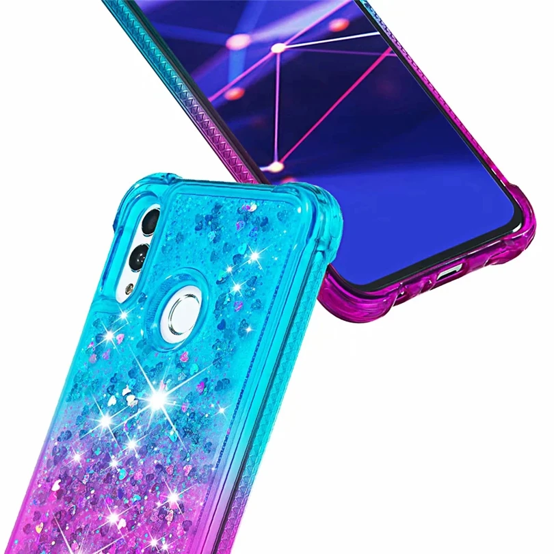 Case Shockproof Gradient Quicksand TPU Bumper Cover For Huawei P Smart 2019 Lightweight Phone Honor 10 Lite DYee |