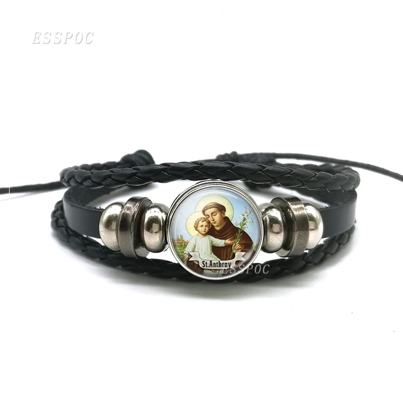 Браслет в стиле Святого Энтони черный кожаный браслет с надписью Bring Love To Your Life