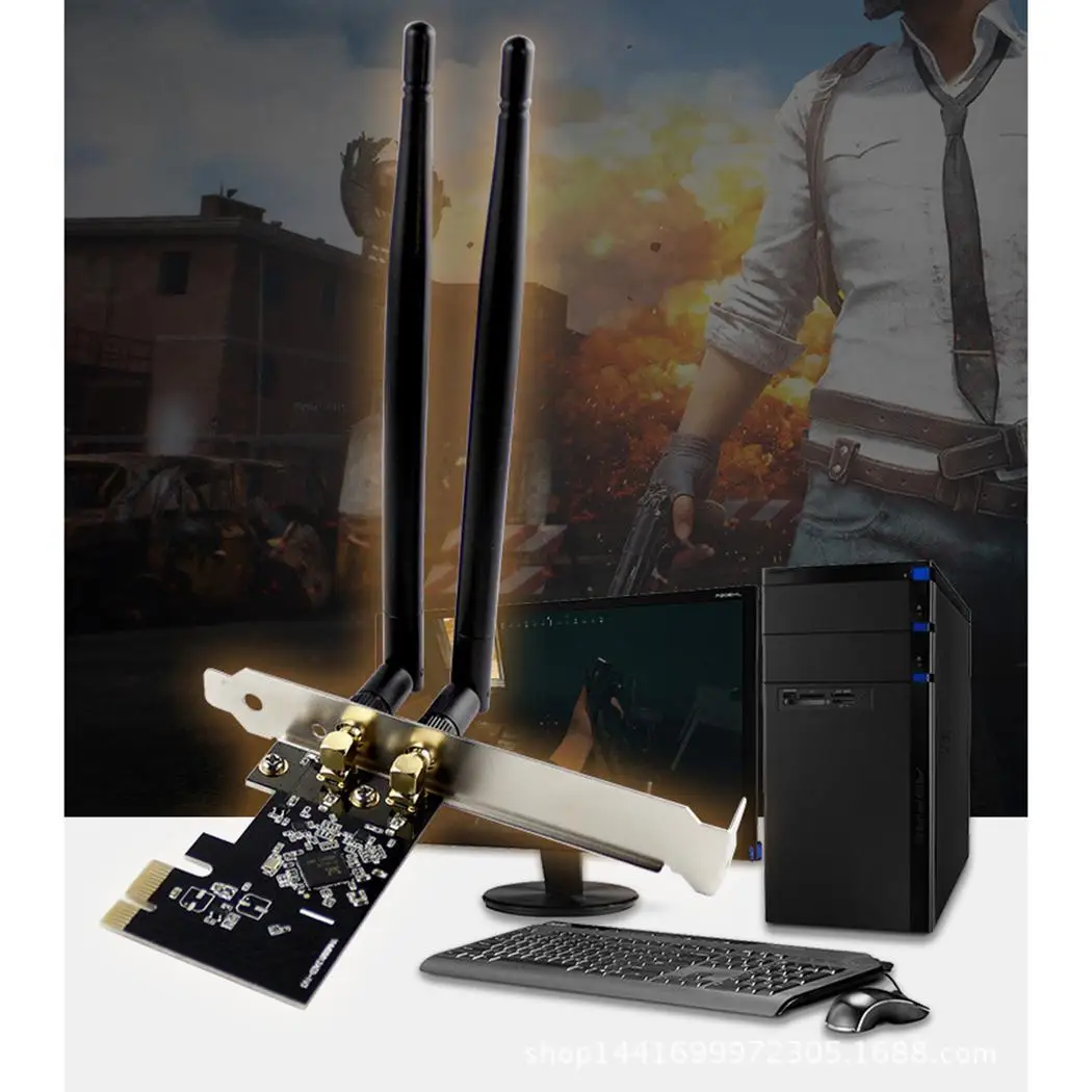 Мини Беспроводная компьютерная сетевая карта мини черный PCI E WiFi 6dBi x 2 20dBm
