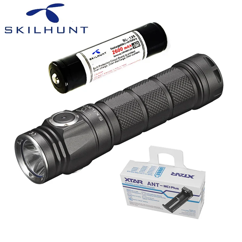 

Skilhunt M200 CREE XP-L LED 1050 Lumens USB magnetic charging flashlight wih battery charger
