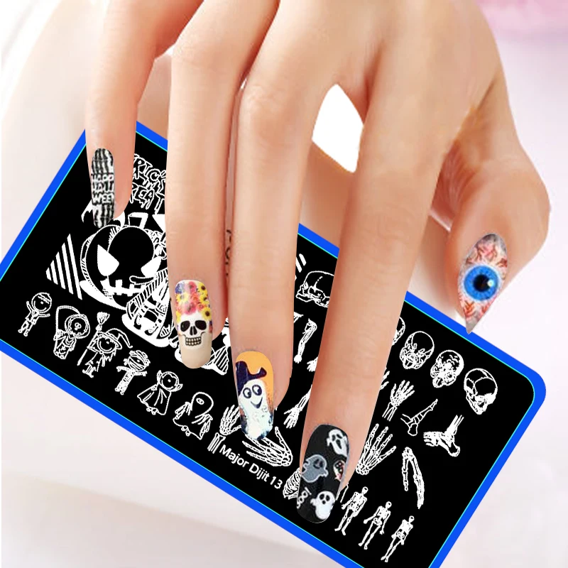 Blueness 6 см * 12 для ногтей штамповки пластины дизайна Хэллоуина шаблон печати