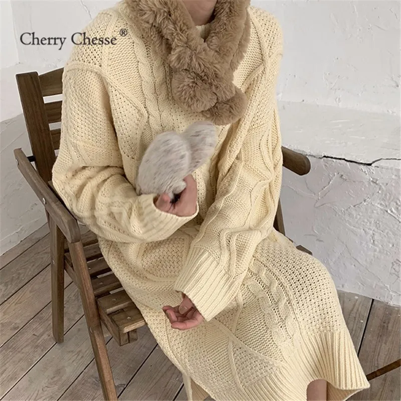 Cherry Chesse Винтаж Для женщин твист свитер с длинными рукавами и круглым вырезом