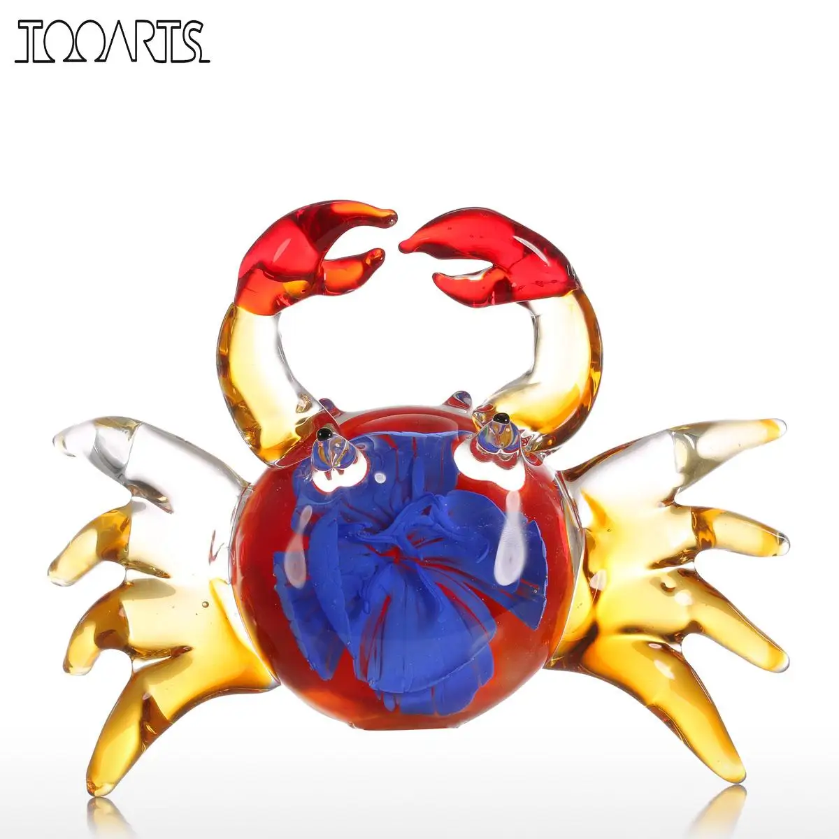 Tooarts Цветок Краб Подарочное стеклянное Украшение Фигурка животного ручной