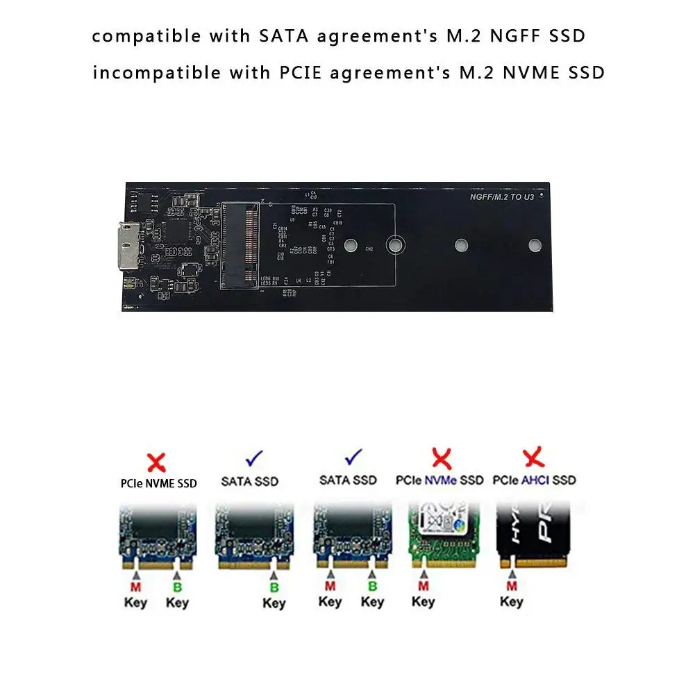 Внешний считыватель Ssd M.2 Sata на Usb 3 0 адаптер с Uasp поддержка Ngff 2280 2260 2242 Wi Fi|Корпус