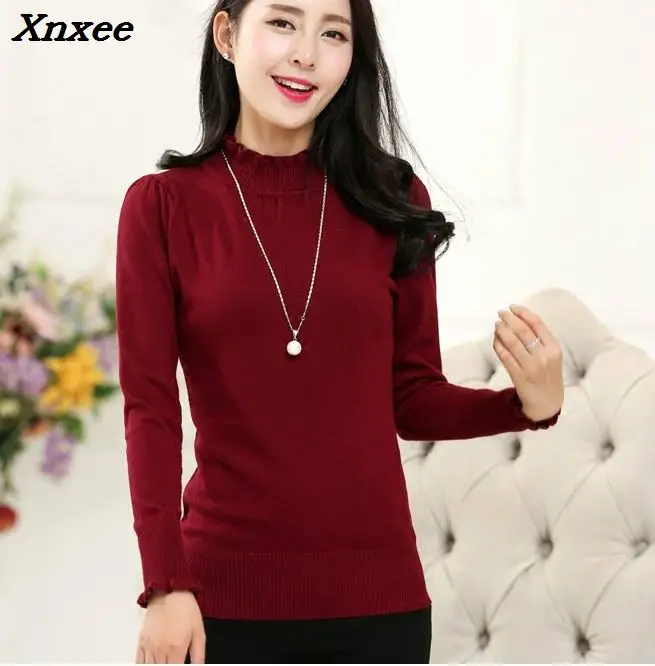 FEMALE SWEATER winter 2018 turtlenecks women's pullover korean sweater female top women round neck sweaters Pullover turtleneck | Женская
