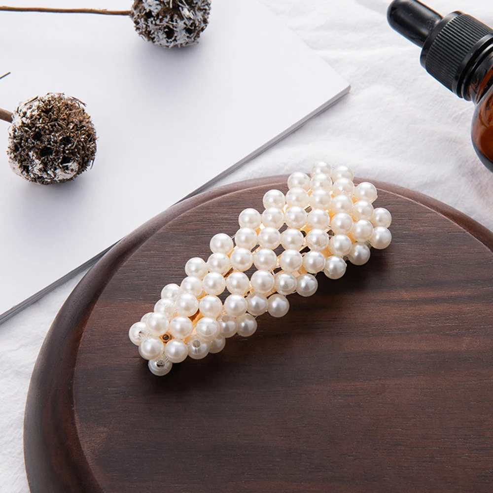 

Geometric Pearl Cute Woman Metal Minimalist Hair Accessories Irregular Gold Color Hair Clip Imitiation Pearl Hairpin Barrettes