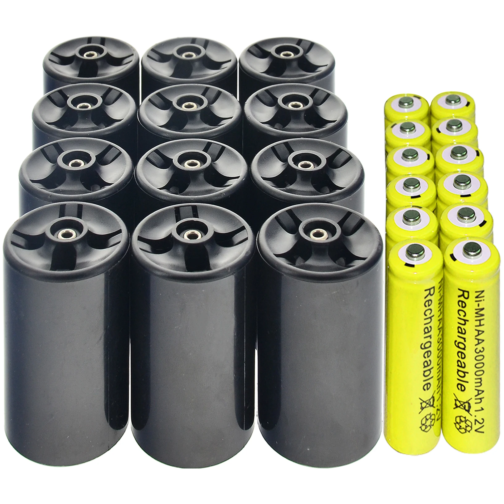 

12x D Battery Adapter Converter + 12x AA 3000mAh Ni-MH Rechargeable Battery