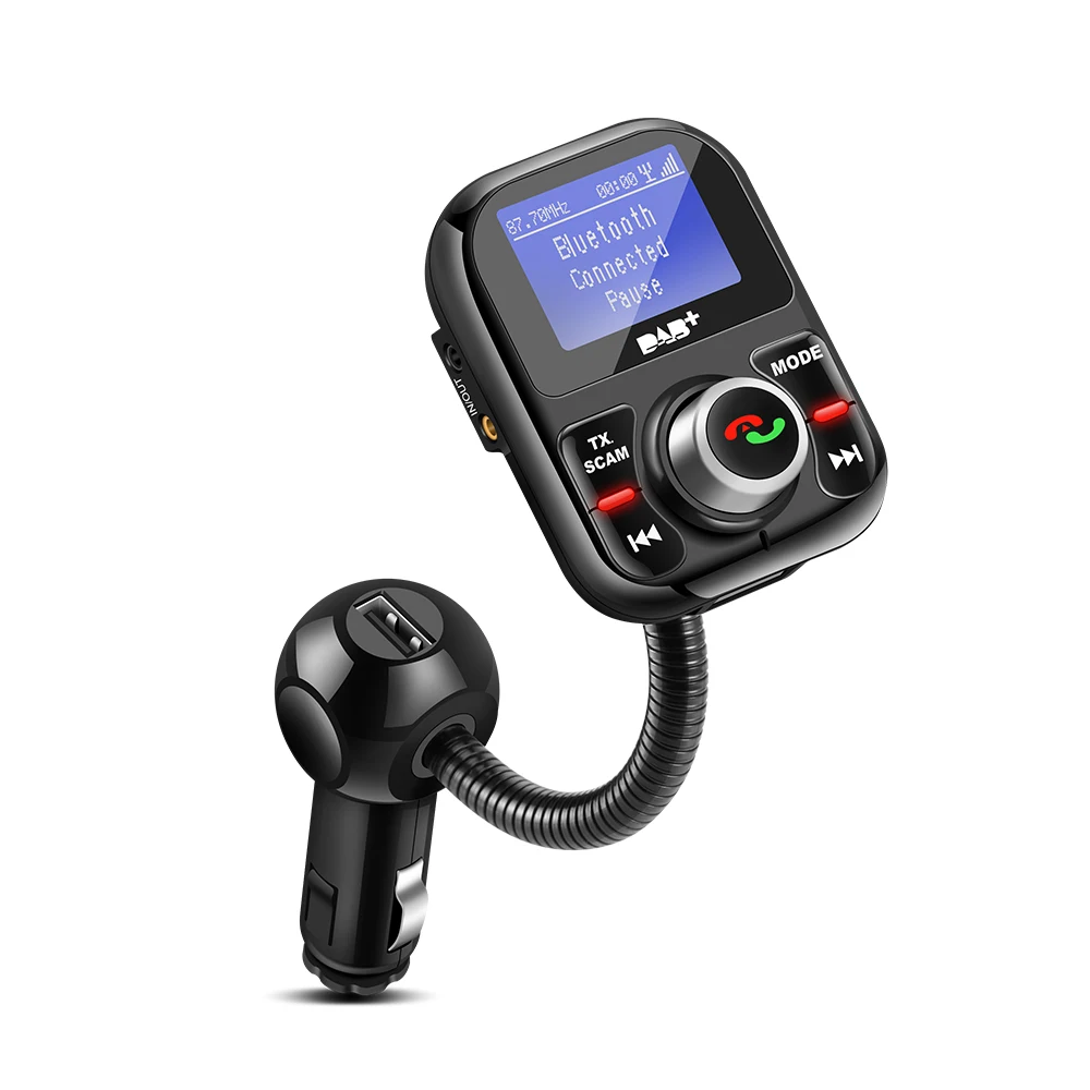 Car Bluetooth FM Transmitter DAB/DAB+ Receiver with Antenna 3.1A Dual USB Charger Support TF Card and U-disk AUX OUT | Автомобили и