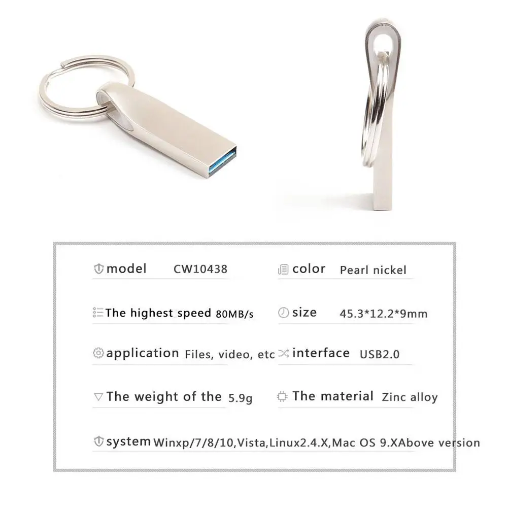 

Judixy 64G 32G 16G USB3.0 Flash Zinc Alloy Silver Color Memory Drives Car U Disk Usb Hard Drive High Speed Moisture-proof