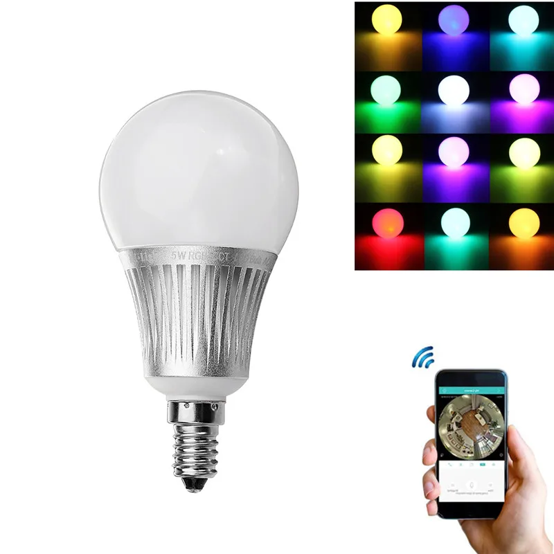 CLAITE затемнения E14 5 Вт RGB + CCT Wi-Fi APP телефона Управление умный светодиодный круглая