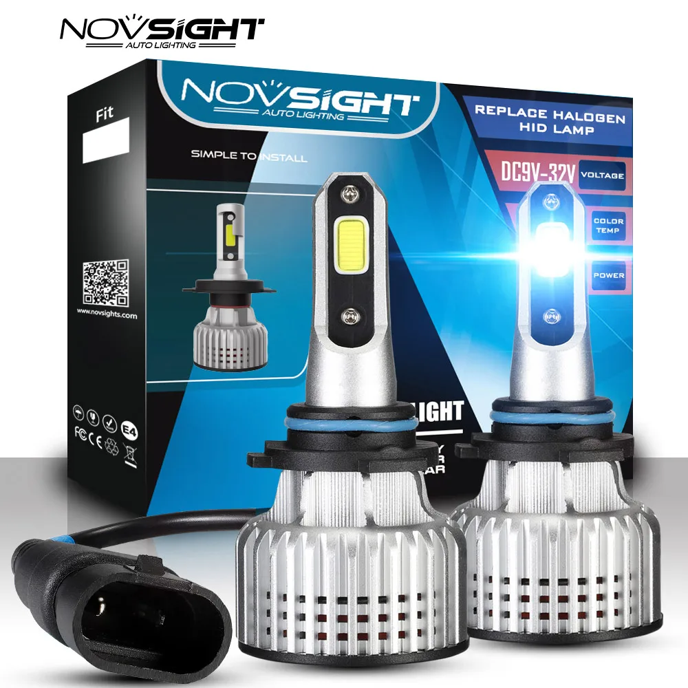 NOVSIGHT Мини Размер 6500k белый H4 светодиодный H7 H11 H8 HB4 H1 HB3 Авто лампы для фар 72 Вт 10000LM