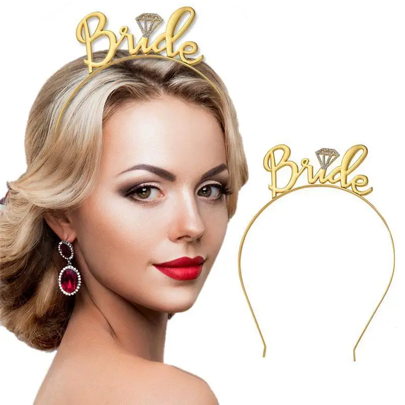 1pc Bride Bridesmaid Crown Tiara Headband Wedding Engagement Party Supplies Elegant Fashion Golden Girls Crowns S3 | Дом и сад