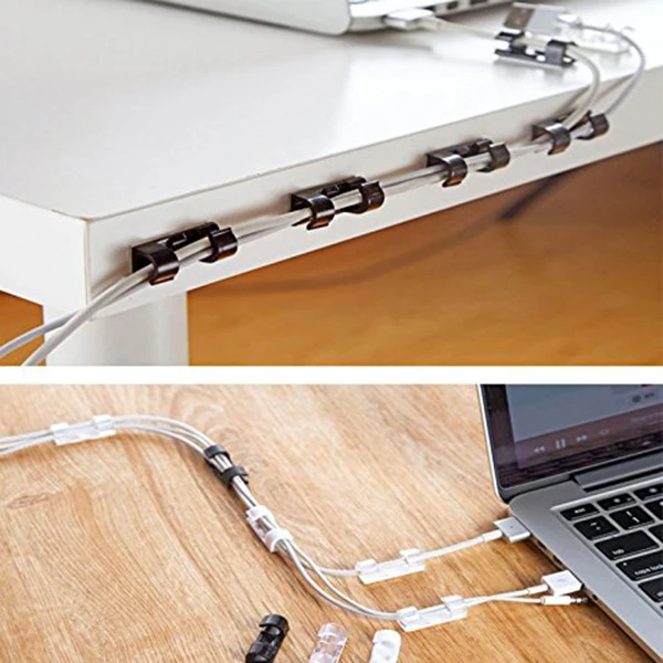 40pcs/lot white Plastic Wire Fixing Clamp Clip cable clamps with self-adhesive backing adjustable Cable Organizer Storage | Обустройство