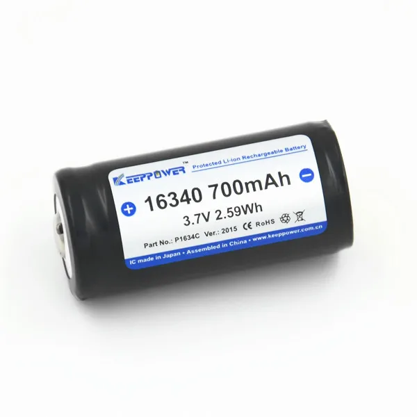 1 шт. Keeppower 16340 700 мАч 3 7 V 3.59Wh Защищенный Литий-ионный аккумулятор оригинальный P1634C |