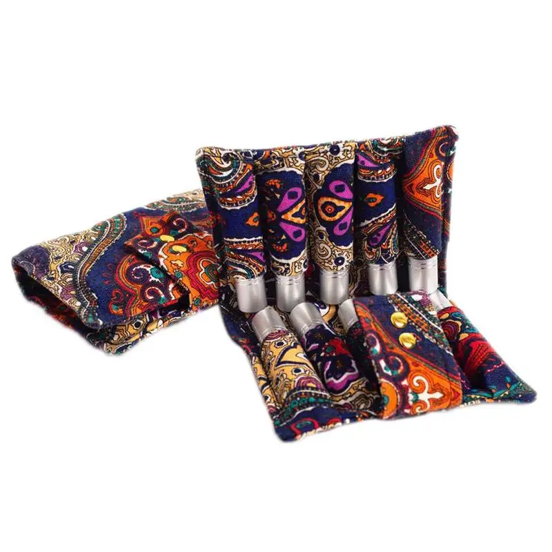 

10-Grid Bottle Essential Oil Storage Bag 10ml Canvas Essential Oil Bag Carrying Holder Case Women Cosmetic Makeup Bag