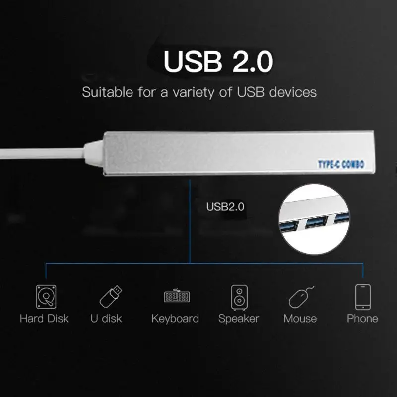 Мини тип c до 3 порта USB2.0 концентратор OTG адаптер ж/TF кард ридер для Macbook|USB-хабы| |