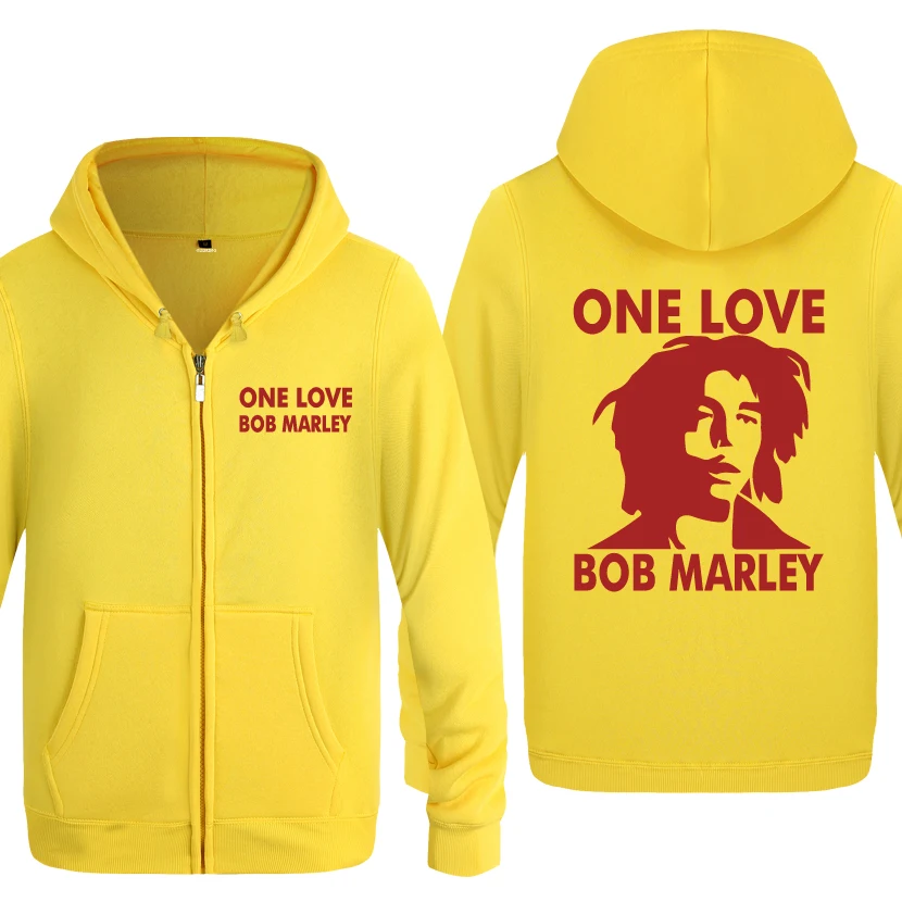 Мужские флисовые толстовки на молнии One Love Bob Marley с капюшоном 2018 | Мужская одежда